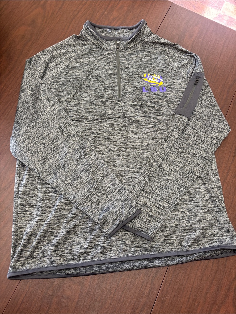 Colosseum Gray Heather LSU 1/4 Zip Lightweight Pullover